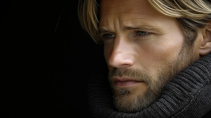 Obraz premium Blond haired man wearing a turtleneck sweater