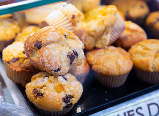 Magdalenas, typical spanish plain muffins closeup. High quality photo