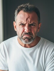 Obraz premium Man with beard expressing displeasure