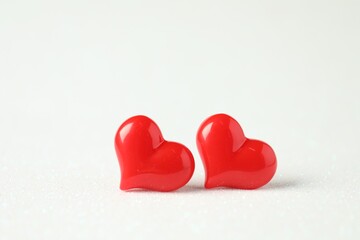 Red decorative hearts on white background. Happy Valentine's day