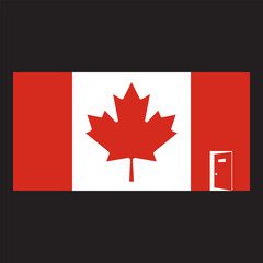  an open door on the Canadian flag     represents Canada's immigration policies   toward welcoming immigrants and refugees
