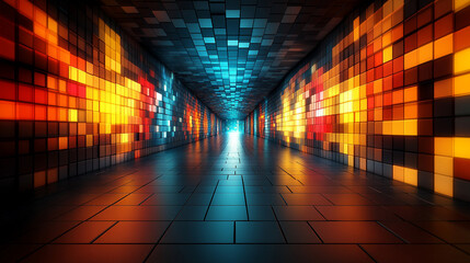 A stunning abstract digital artwork bursts with dynamic, colorful pixel effects. Vibrant hues blend seamlessly, evoking energy and movement with modern blurred space for creative captions.

