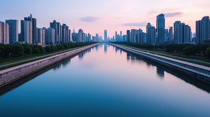 Naklejka premium Urban water solutions innovative renewable technologies for city water crises urban landscape aerial perspective