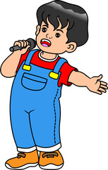 Child singing vector illustration isolated on white background