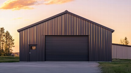 Fototapeta premium Rustic Metal Garage at Sunset