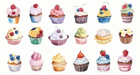 set of painted cupcakes