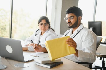 Indian medical students boy and girl. Concept of education, medicine