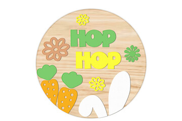 Easter banner with bunny, carrots and flowers. Easter Bunny Cute illustration. 