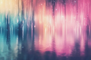 abstract background with bokeh defocused lights and water surface