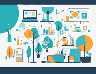 Educational Online Courses and Digital Learning - Vector Design