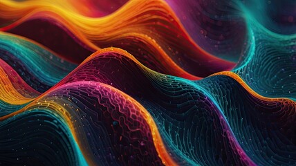 Fototapeta premium Vibrant colors blend and flow in intricate wave patterns creating a mesmerizing visual experience that captures the essence of abstract art