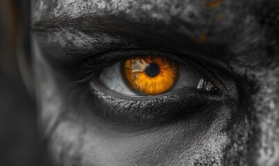 Obraz premium Close-up of eye with vibrant orange iris, detailed.
