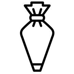 Pastry Bag Icon. Bakery Tool, Cake Decorating, Confectionery Equipment for Desserts, Sweet Treats, Outline for UI, Packaging, Professional Baking, Culinary Art Representation, Piping Bag Drawing