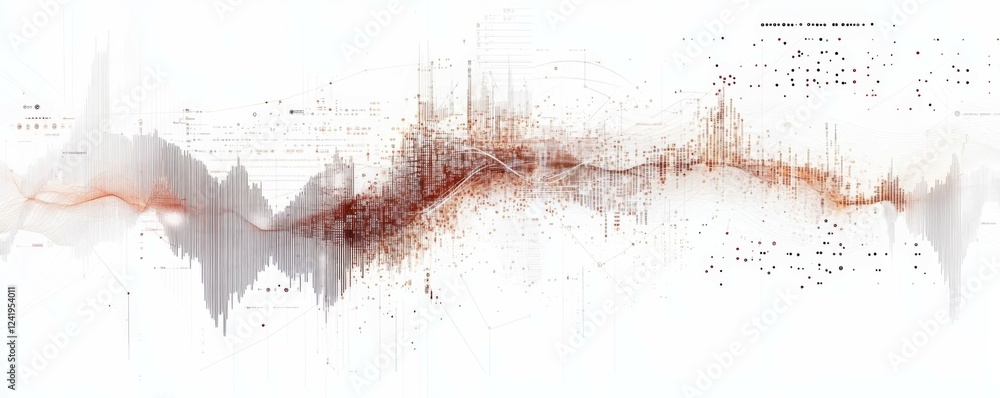 Poster high-tech white digital background with abstract cyber elements, financial graphs, and investment da