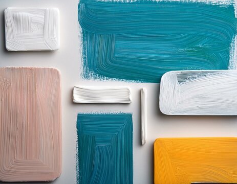 graphisme traits de peinture en brosse en ia, fond pr&eacute;sentation color&eacute;s carr&eacute;s et rectangles

