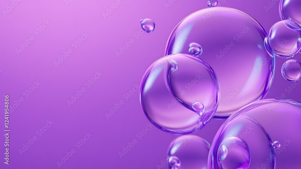 Poster purple bubbles float, gradient background