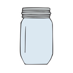 Vector hand drawn sketch doodle colored jar can isolated on white background