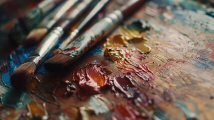 Naklejka premium Celebrating creativity with paintbrushes and palette on artist day