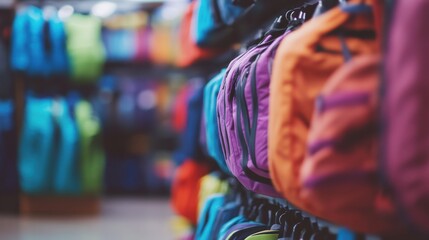 Vibrant Apparel Arranged Neatly in Boutique Store