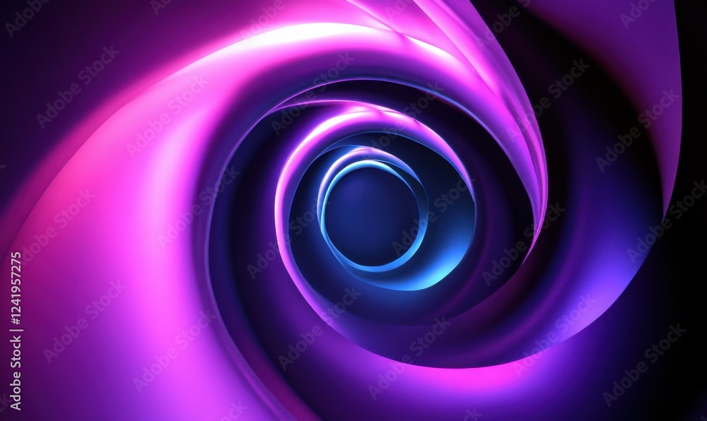 Poster a mystical tunnel of glowing purple and cyan light spiraling into a deep unknown void, creating a se