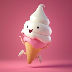 funny ice cream in a cone 3d cartoon