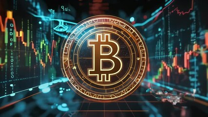 loop video circuit virtual new currency design record neon business bitcoin crypto concept digital finance electronic hits mining money trade blockchain illustration background coin banner - Powered by Adobe