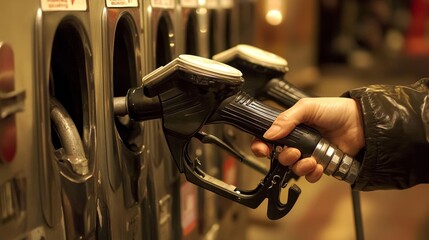 Fuel pump operators engage in routine tasks at a gas station focusing on excise tax implications during peak hours
