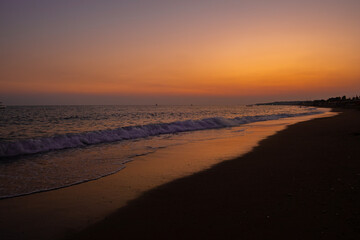 Fototapeta premium Calm sunset over the sea on the beach of Turkey