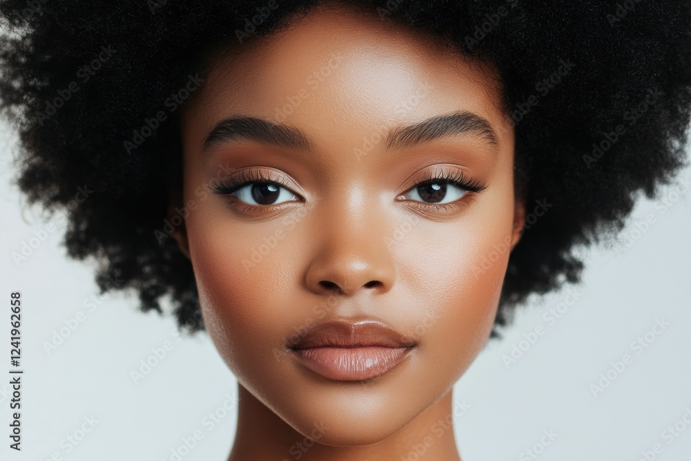 Poster natural beauty meets glam in a split face showcasing makeup transformation and authentic features. g