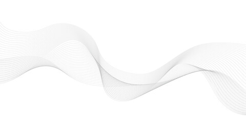 Abstract wavy white and grey curved lines on transparent background. Technology background, Design for brochure, flyer, banner, template, business wave lines background.