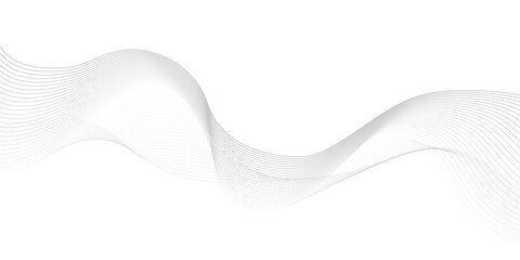 Abstract wavy white and grey curved lines on transparent background. Technology background, Design for brochure, flyer, banner, template, business wave lines background.