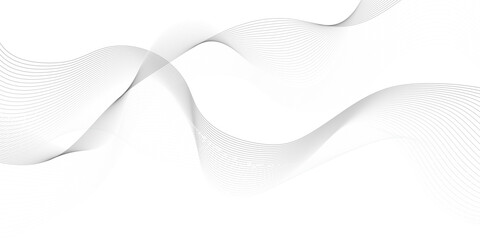 Abstract grey smooth element wavy modern curve lines on transparent background. Digital frequency track equalizer. Abstract frequency sound wave lines, twisted curve lines and technology background.