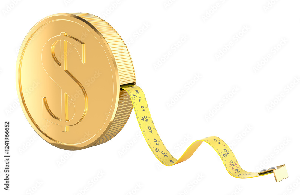 Poster dollar exchange rate, measuring concept. 3d rendering isolated on transparent background