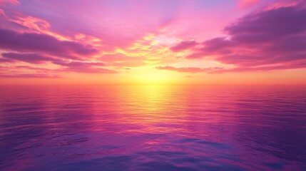 Fototapeta premium Serene Sunset Over Calm Ocean Waters with Vibrant Color Palette