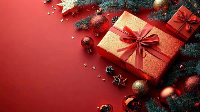 Christmas discount card with festive decorations, isolated background, 3D Blender style, minimal and colorful