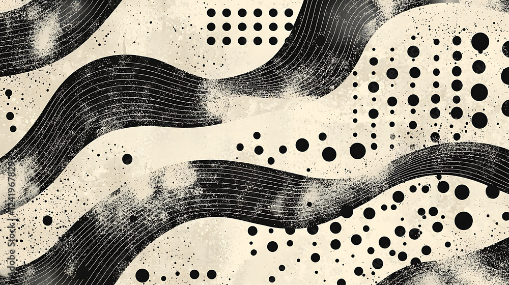 Poster futuristic halftone wave background – twisted optical pop art pattern with digital dots