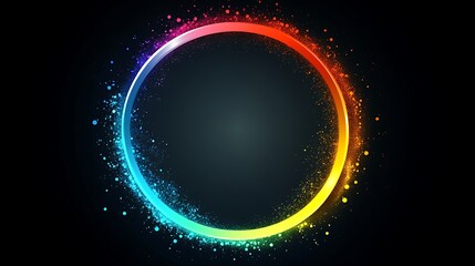 Fototapeta premium Rainbow circle light, dark background, abstract design