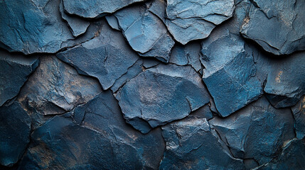 Dark blue slate rock texture with cracked layers, creating a rugged, natural surface. Perfect for projects focusing on geology, nature, or abstract designs, with space for captions.

