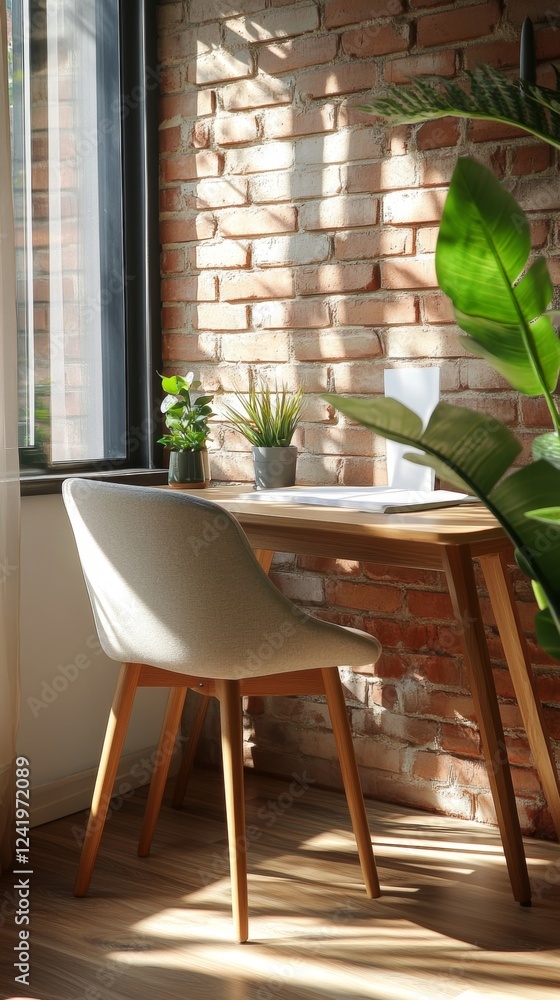 Aufkleber cozy workspace in a serene corner of a house combines comfort and functionality for productive work 