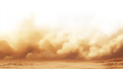 Obraz premium Realistic dust clouds are isolated against a white background, depicting a sandstorm with polluted, dirty brown air and smog. This vector illustration captures the effect in detail