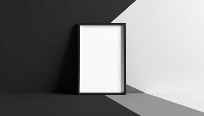 Minimalist Room Highlighted by Stark White Floor Frame Against Dark Background