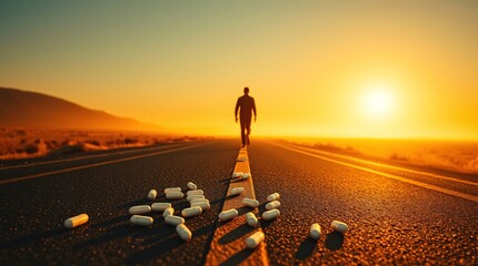 A conceptual image illustrating the struggle and triumph of breaking free from opioid and prescription drug addiction, symbolizing the path to recovery and freedom.