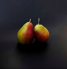Artful Still Life, Dual Pears with Bold Colors

