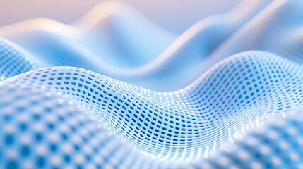 Smooth blue and white fabric texture creating soft flowing waves with subtle highlights and shadows