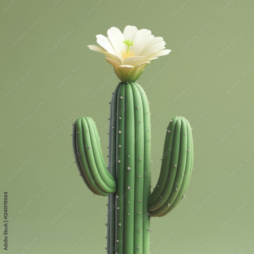 Sticker Cactus with Flower