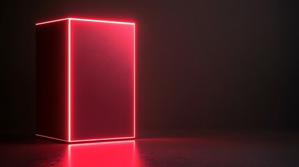 Red cube, dark room, reflection, product display