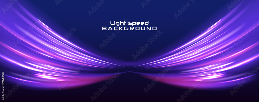 Poster speed lights motion background, cityscape and rail track in tokyo from speed train. panoramic high s