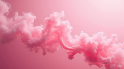 Naklejka premium Elegant pastel pink cloud formations on a soft pink background. Light, airy swirls with smooth, seamless transitions blend harmoniously, creating a tranquil and aesthetically pleasing abstract scene.