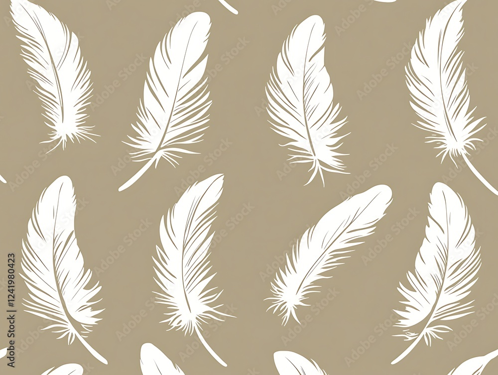 Poster delicate white feather pattern with soft textures