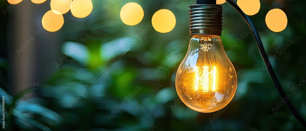 Poster a glowing light bulb illuminates a lush background, creating a warm and inviting atmosphere with sof